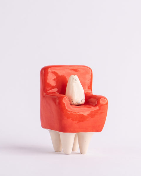 Milo Hachim - Cat in Armchair - Red