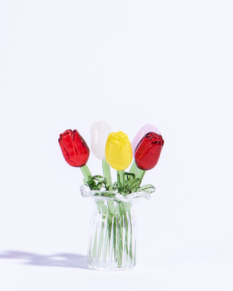 Glass Figure - Vase of Tulips