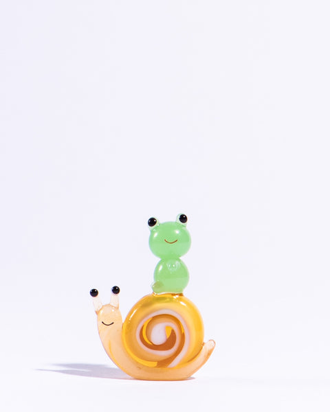 Glass Figure - Frog Riding Snail