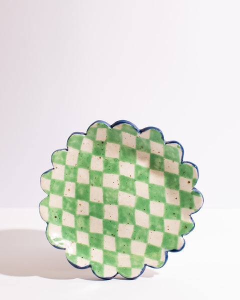 Togetherness Design - Ceramic Dish Large - Green Checkers