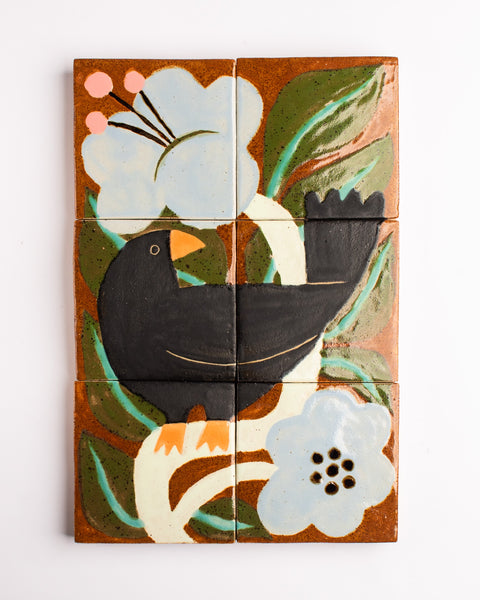 Esther Sandler of Togetherness - Good Omens - Framed Blackbird with Flowers