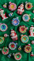 Christopher Radko - Holiday Glass Ornaments –  Festive Fete Set of 9 Reflector Rounds