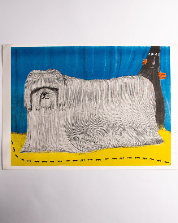 Jumbo Press - White Dog A3 Print