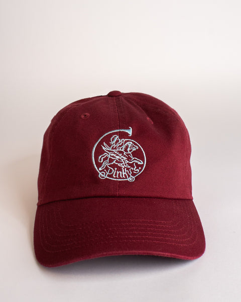 Pinky's Pegasus Cap - Light Blue on Burgundy