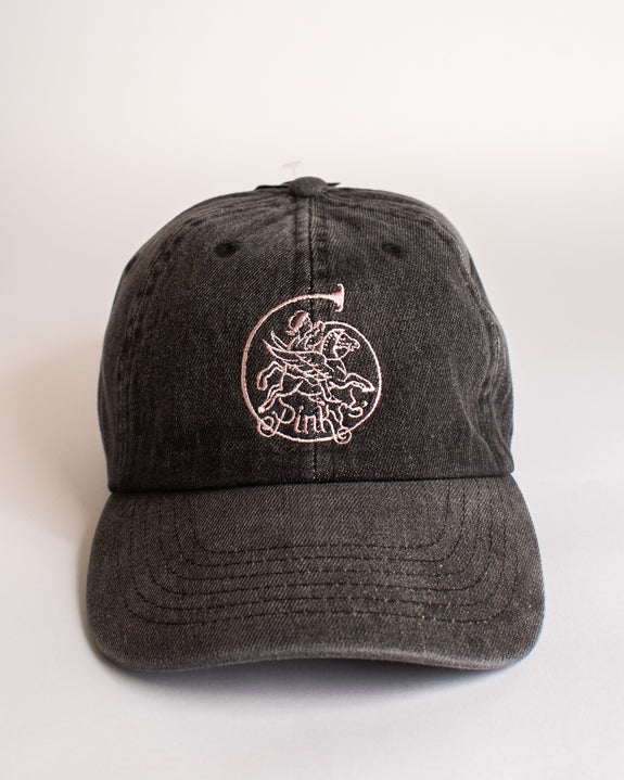 Pinky's Pegasus Cap - Pink on Black Denim