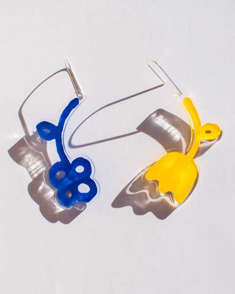 Dorkus Design - Petal Earrings - Blue and Yellow