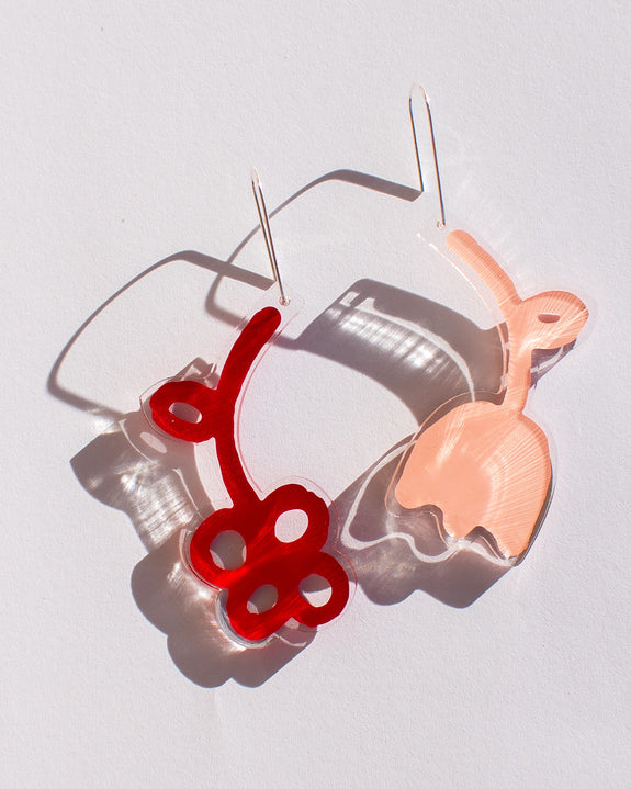 Dorkus Design - Petal Earrings - Pink and Red