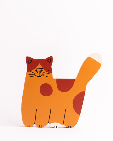 Tess Smith-Roberts - Painted Sculpture - Brown Cat with Spot