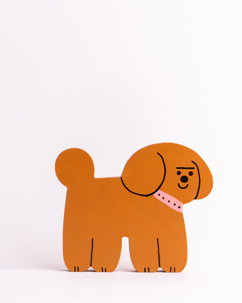 Tess Smith-Roberts - Painted Sculpture - Brown Dog Pink Collar