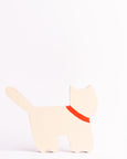 Tess Smith-Roberts - Painted Sculpture - Cream Cat Red Bow