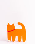 Tess Smith-Roberts - Painted Sculpture - Orange Cat Red Bow