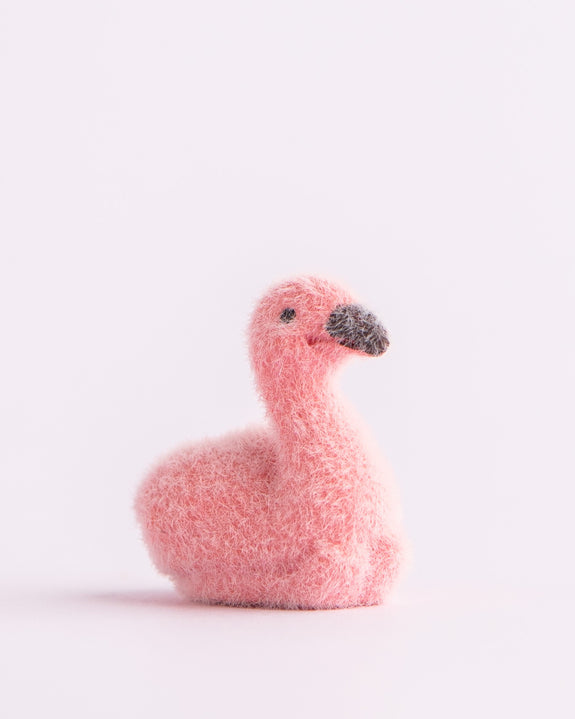 Miniature Flocked Pink Flamingos
