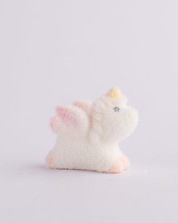Miniature Flocked Unicorn Flying