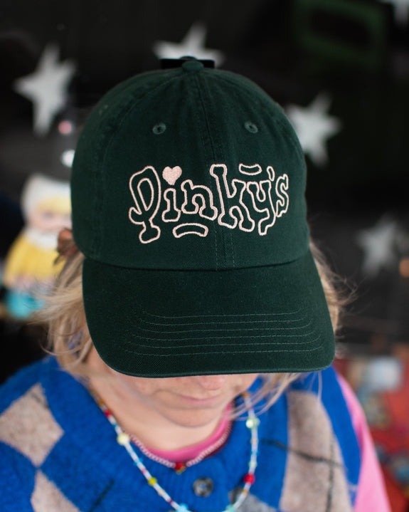 Pinky's Cap - Light Pink on Forest Green