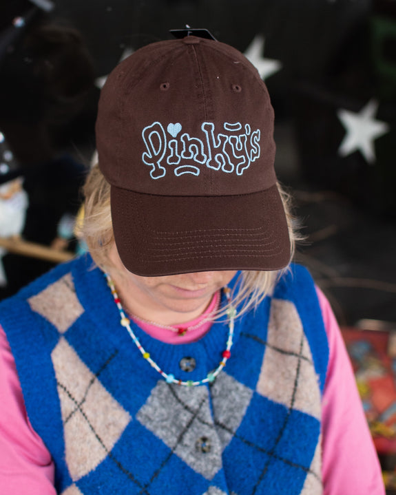 Pinky's Cap - Light Blue on Brown