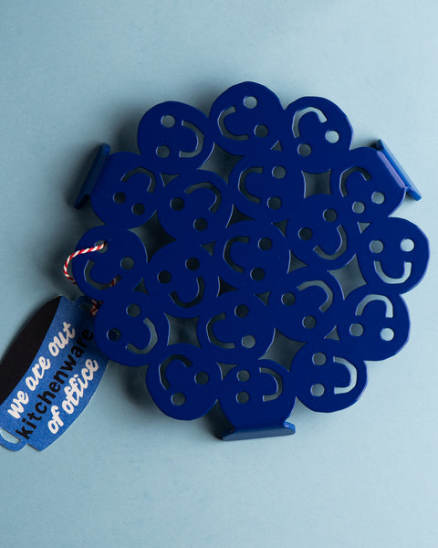We Are Out of Office - Blue Smiley Trivet