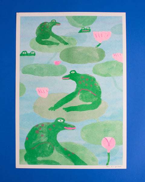 Tom Bingham - A3 Risograph Print - The Frog Pond