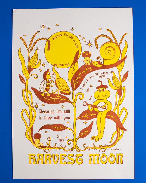 Tom Bingham - A3 Risograph Print - Harvest Moon