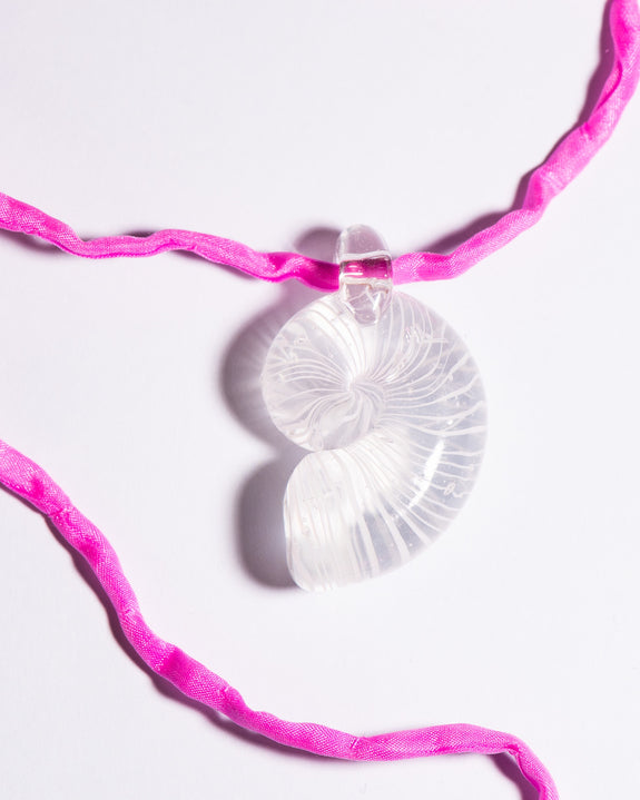 Kate Dansey - Nautilus Pendant - Pink Cord