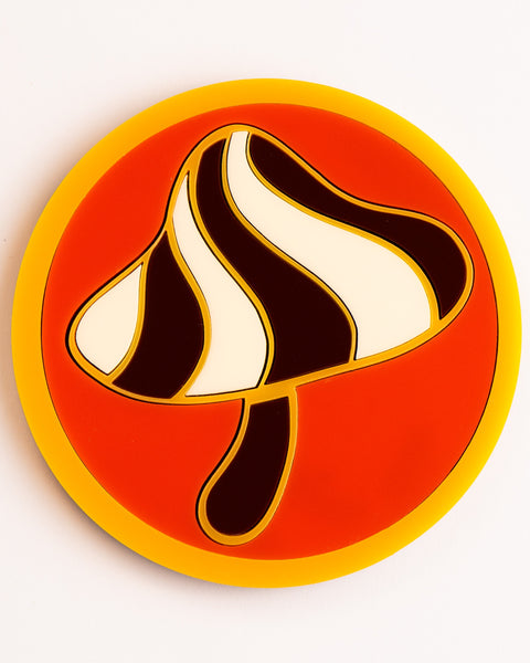 Friedflowers - Trippy Retro Mushroom Coaster - Orange