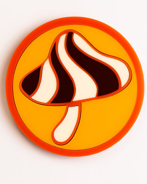 Friedflowers - Trippy Retro Mushroom Coaster - Yellow