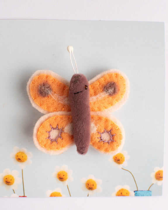 Cat Rabbit - Moth Brooch - Peach