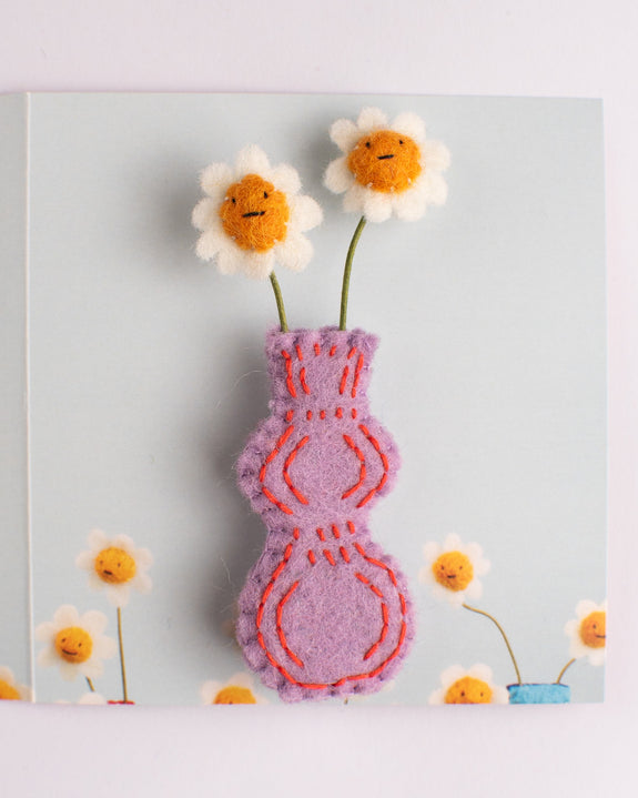 Cat Rabbit - Vase Brooch - Lilac