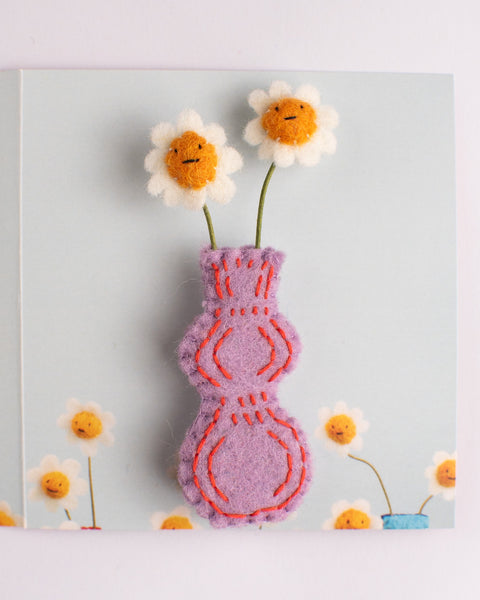 Cat Rabbit - Vase Brooch - Lilac