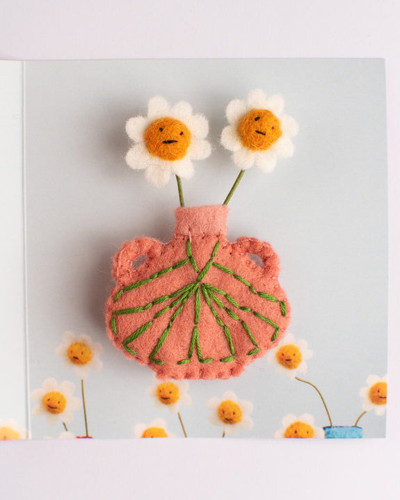 Cat Rabbit - Vase Brooch - Pink