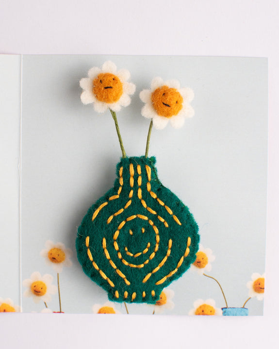 Cat Rabbit - Vase Brooch - Green