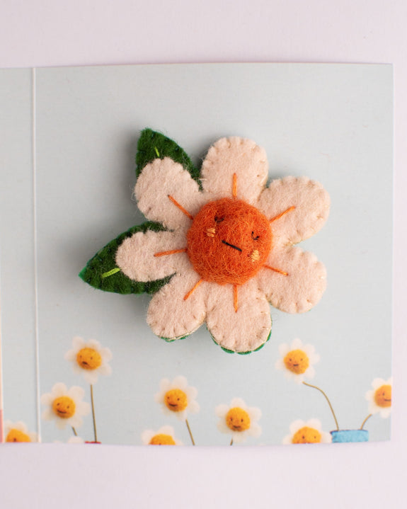 Cat Rabbit - Brooch - White Flower