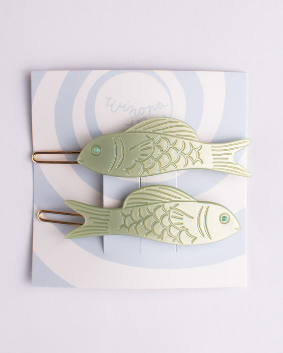 Winona Irene - Barrette Set - Fish Jade Green