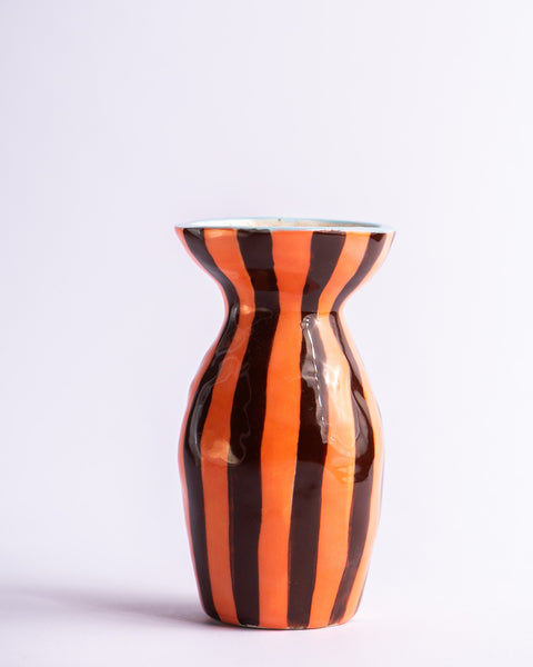 Togetherness Design - Ceramic Bud Vase - Stripe Orange and Brown