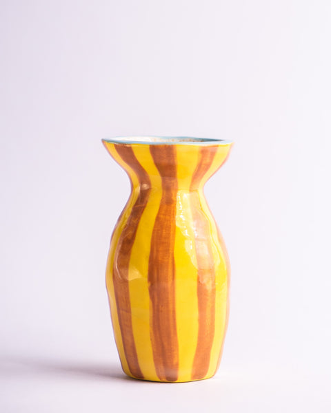 Togetherness Design - Ceramic Bud Vase - Stripe Yellow and Brown