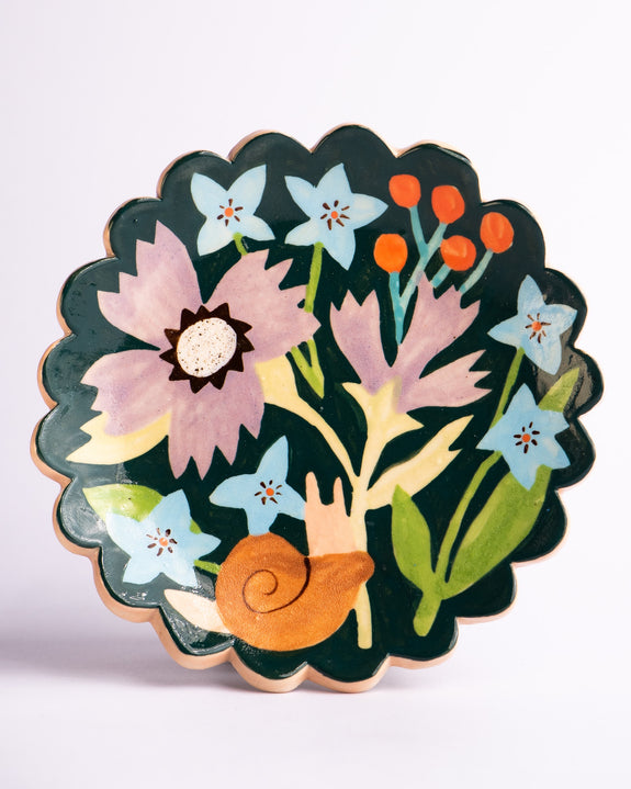 Togetherness Design - Ceramic Dish Large - Flannel Flower Scalloped