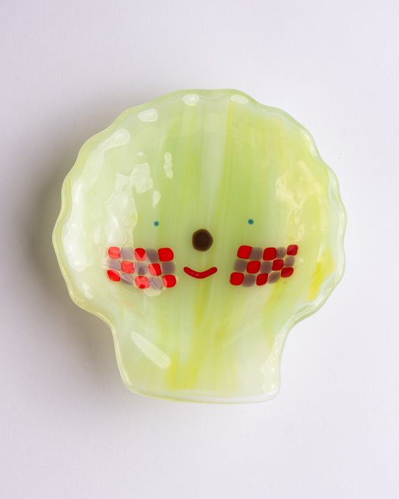 Lawn Bowls - Happy Clam Glass Plate - Green