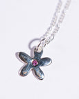 Jake Cheeseman Necklace - Silver Silly Flower w/ Pink Sapphire
