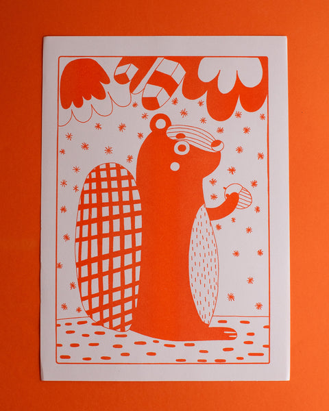 Graphic Nugget - Orange Squirrel Riso Print - A4