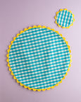 Mardi Powell - Coaster - Aqua and Yellow Ricrac