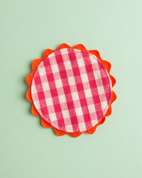 Mardi Powell - Coaster - Pink and Orange Ricrac