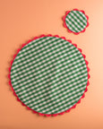 Mardi Powell - Coaster - Green and Pink Ricrac