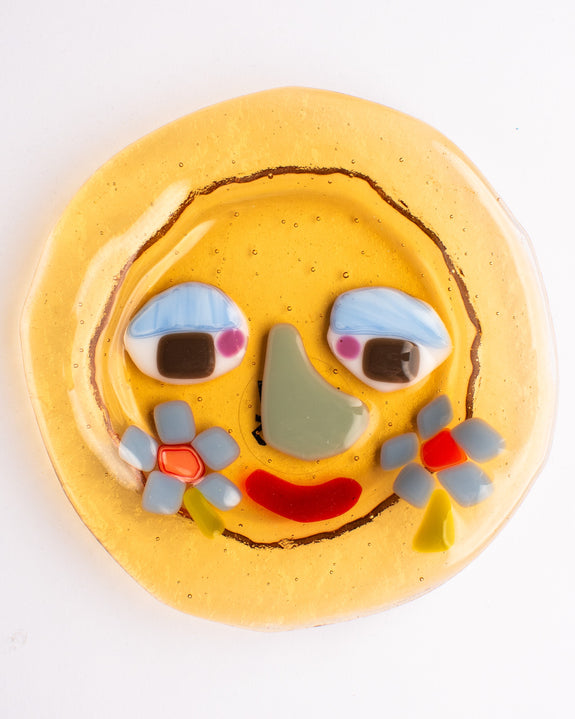 Lawn Bowls - 13cm Glass Plate - Flower cheeks