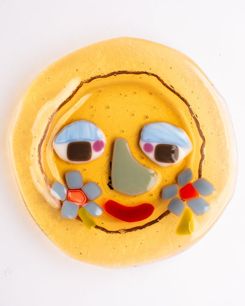 Lawn Bowls - 13cm Glass Plate - Flower cheeks