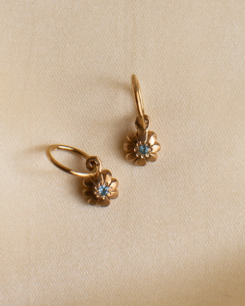 Camille Paloma Walton - Cherry Blossom Earrings - Gold - Blue