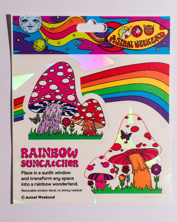 Astral Weekend - Mushroom Sun Catcher Window Sticker Rainbows