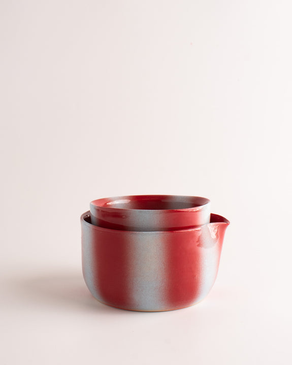 Stacey's Ceramics - Nesting Matcha Set - Red/Blue