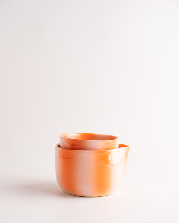 Stacey's Ceramics - Nesting Matcha Set - Orange/Pink