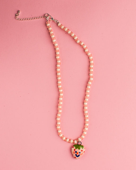 Pansy x Emily Green Ceramic Charm Necklace - Happy Sad Strawbs