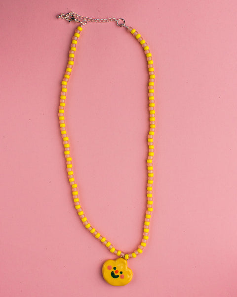 Pansy x Emily Green Ceramic Charm Necklace - Yellow Flower