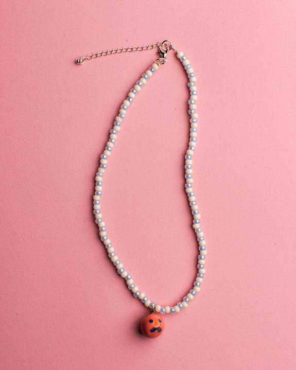 Pansy x Emily Green Ceramic Charm Necklace - Pink Face